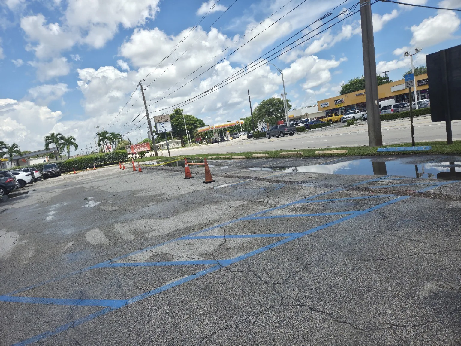 Commercial pavement before asphalt work